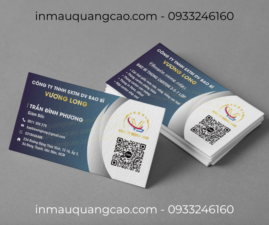 Mẫu card visit cty bao bì - in card visit giá rẻ Bình Dương TPHCM